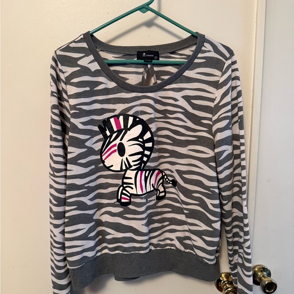tokidoki Tops - Tokidoki Gray Zebra Print open back sweatshirt.